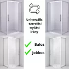 Stuxi Torino 90x100 aszimmetrikus szögletes nyílóajtós zuhanykabin 6 mm vízlepergető biztonsági üveggel, króm elemekkel, 200 cm magas