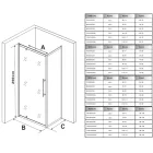 Stuxi Torino 90x100 aszimmetrikus szögletes nyílóajtós zuhanykabin 6 mm vízlepergető biztonsági üveggel, króm elemekkel, 200 cm magas