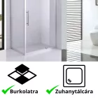 Stuxi Torino 90x100 aszimmetrikus szögletes nyílóajtós zuhanykabin 6 mm vízlepergető biztonsági üveggel, króm elemekkel, 200 cm magas