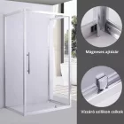 Stuxi Torino 90x80 falsíkra szerelhető 3 oldalú nyílóajtós zuhanykabin 6 mm vízlepergető biztonsági üveggel, króm elemekkel, 200 cm magas