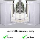 Stuxi Torino 120x100 falsíkra szerelhető 3 oldalú nyílóajtós zuhanykabin 6 mm vízlepergető biztonsági üveggel, króm elemekkel, 200 cm magas