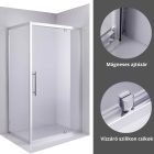 Stuxi Torino 120x80 aszimmetrikus szögletes nyílóajtós zuhanykabin 6 mm vízlepergető biztonsági üveggel, króm elemekkel, 200 cm magas