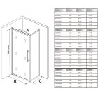 Stuxi Torino 120x80 aszimmetrikus szögletes nyílóajtós zuhanykabin 6 mm vízlepergető biztonsági üveggel, króm elemekkel, 200 cm magas