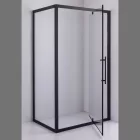 Stuxi Torino Black 90x80 aszimmetrikus szögletes nyílóajtós zuhanykabin 6 mm vízlepergető biztonsági üveggel, matt fekete elemekkel, 200 cm magas