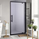 Stuxi Torino Black 100 cm széles nyílóajtós zuhanyajtó 6 mm vastag vízlepergető biztonsági üveggel, fekete elemekkel, 200 cm magas