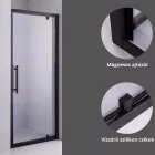 Stuxi Torino Black 100 cm széles nyílóajtós zuhanyajtó 6 mm vastag vízlepergető biztonsági üveggel, fekete elemekkel, 200 cm magas
