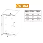 Stuxi Torino Black 100 cm széles nyílóajtós zuhanyajtó 6 mm vastag vízlepergető biztonsági üveggel, fekete elemekkel, 200 cm magas