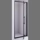Stuxi Torino Black 100 cm széles nyílóajtós zuhanyajtó 6 mm vastag vízlepergető biztonsági üveggel, fekete elemekkel, 200 cm magas