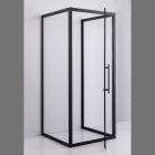 Stuxi Torino Black 70x70 falsíkra szerelhető 3 oldalú nyílóajtós zuhanykabin 6 mm vízlepergető biztonsági üveggel, fekete elemekkel, 200 cm magas