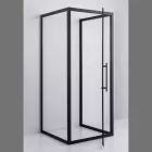 Stuxi Torino Black 90x90 falsíkra szerelhető 3 oldalú nyílóajtós zuhanykabin 6 mm vízlepergető biztonsági üveggel, fekete elemekkel, 200 cm magas