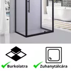 Stuxi Torino Black 80x80 falsíkra szerelhető 3 oldalú nyílóajtós zuhanykabin 6 mm vízlepergető biztonsági üveggel, fekete elemekkel, 200 cm magas