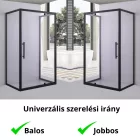Stuxi Torino Black 80x80 falsíkra szerelhető 3 oldalú nyílóajtós zuhanykabin 6 mm vízlepergető biztonsági üveggel, fekete elemekkel, 200 cm magas