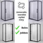Stuxi Torino Black 80x80 szögletes nyílóajtós zuhanykabin 6 mm vízlepergető biztonsági üveggel, fekete elemekkel, 200 cm magas