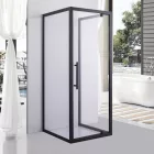 Stuxi Torino Black 90x100 falsíkra szerelhető 3 oldalú nyílóajtós zuhanykabin 6 mm vízlepergető biztonsági üveggel, fekete elemekkel, 200 cm magas