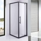 Stuxi Torino Black 70x80 aszimmetrikus szögletes nyílóajtós zuhanykabin 6 mm vízlepergető biztonsági üveggel, matt fekete elemekkel, 200 cm magas