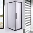 Stuxi Torino Black 80x90 aszimmetrikus szögletes nyílóajtós zuhanykabin 6 mm vízlepergető biztonsági üveggel, matt fekete elemekkel, 200 cm magas