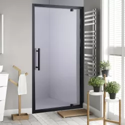   Stuxi Torino Black 70/80/90/100/110/120 cm széles nyílóajtós zuhanyajtó 6 mm vastag vízlepergető biztonsági üveggel, fekete elemekkel, 200 cm magas