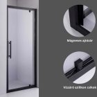 Stuxi Torino Black 70/80/90/100/110/120 cm széles nyílóajtós zuhanyajtó 6 mm vastag vízlepergető biztonsági üveggel, fekete elemekkel, 200 cm magas