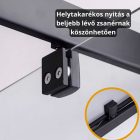 Stuxi Torino Black 70/80/90/100/110/120 cm széles nyílóajtós zuhanyajtó 6 mm vastag vízlepergető biztonsági üveggel, fekete elemekkel, 200 cm magas