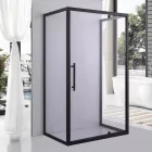 Stuxi Torino Black 90x80 falsíkra szerelhető 3 oldalú nyílóajtós zuhanykabin 6 mm vízlepergető biztonsági üveggel, fekete elemekkel, 200 cm magas