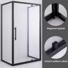 Stuxi Torino Black 90x70 falsíkra szerelhető 3 oldalú nyílóajtós zuhanykabin 6 mm vízlepergető biztonsági üveggel, fekete elemekkel, 200 cm magas