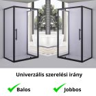 Stuxi Torino Black 100x90 falsíkra szerelhető 3 oldalú nyílóajtós zuhanykabin 6 mm vízlepergető biztonsági üveggel, fekete elemekkel, 200 cm magas