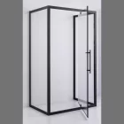 Stuxi Torino Black 120x70 falsíkra szerelhető 3 oldalú nyílóajtós zuhanykabin 6 mm vízlepergető biztonsági üveggel, fekete elemekkel, 200 cm magas
