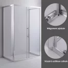 Stuxi Nizza 120x70 falsíkra szerelhető 3 oldalú tolóajtós zuhanykabin 6 mm vízlepergető biztonsági üveggel, króm elemekkel, 200 cm magas