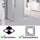 Stuxi Nizza 110x90 falsíkra szerelhető 3 oldalú tolóajtós zuhanykabin 6 mm vízlepergető biztonsági üveggel, króm elemekkel, 200 cm magas