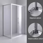 Stuxi Nizza 140x70 aszimmetrikus szögletes tolóajtós zuhanykabin 6 mm vízlepergető biztonsági üveggel, króm elemekkel, 200 cm magas