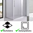 Stuxi Nizza 130x90 aszimmetrikus szögletes tolóajtós zuhanykabin 6 mm vízlepergető biztonsági üveggel, króm elemekkel, 200 cm magas