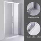 Stuxi Nizza 130 cm széles toló zuhanyajtó 6 mm vastag vízlepergető biztonsági üveggel, króm elemekkel, 200 cm magas