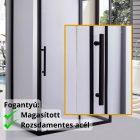 Stuxi Nizza Black 140x70 falsíkra szerelhető 3 oldalú tolóajtós zuhanykabin 6 mm vízlepergető biztonsági üveggel, fekete elemekkel, 200 cm magas