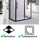 Stuxi Nizza Black 100x70 falsíkra szerelhető 3 oldalú tolóajtós zuhanykabin 6 mm vízlepergető biztonsági üveggel, fekete elemekkel, 200 cm magas