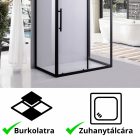 Stuxi Nizza Black 110x70 falsíkra szerelhető 3 oldalú tolóajtós zuhanykabin 6 mm vízlepergető biztonsági üveggel, fekete elemekkel, 200 cm magas