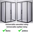 Stuxi Nizza Black falsíkra szerelhető 3 oldalú tolóajtós zuhanykabin 6 mm vízlepergető biztonsági üveggel, fekete elemekkel, 200 cm magas