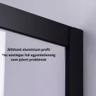 Stuxi Nizza Black 140x70 aszimmetrikus szögletes tolóajtós zuhanykabin 6 mm vízlepergető biztonsági üveggel, fekete elemekkel, 200 cm magas
