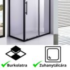 Stuxi Nizza Black 110x70 aszimmetrikus szögletes tolóajtós zuhanykabin 6 mm vízlepergető biztonsági üveggel, fekete elemekkel, 200 cm magas