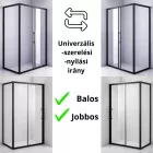 Stuxi Nizza Black 140x70 aszimmetrikus szögletes tolóajtós zuhanykabin 6 mm vízlepergető biztonsági üveggel, fekete elemekkel, 200 cm magas