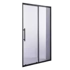 Stuxi Nizza Black 110 cm széles toló zuhanyajtó 6 mm vastag vízlepergető biztonsági üveggel, fekete elemekkel, 200 cm magas