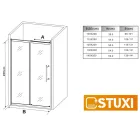 Stuxi Nizza Black 140 cm széles toló zuhanyajtó 6 mm vastag vízlepergető biztonsági üveggel, fekete elemekkel, 200 cm magas