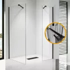 Stuxi Milano Easy Black Kombi Plus 1 Walk-in zuhanyfal, 70x70 cm, 8 mm vastag vízlepergető biztonsági üveggel, helytakarékos stabilizátorral, polccal
