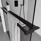 Stuxi Milano Easy Black Kombi Plus 2 Walk-in zuhanyfal, 70x70 cm, 8 mm vastag vízlepergető biztonsági üveggel, helytakarékos stabilizátorral, 2 polccal