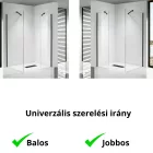 Stuxi Milano Easy Black Kombi Plus 2 Walk-in zuhanyfal, 70x70 cm, 8 mm vastag vízlepergető biztonsági üveggel, helytakarékos stabilizátorral, 2 polccal