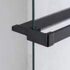 Stuxi Milano Easy Black Kombi Plus 1 Walk-in zuhanyfal, 70x70 cm, 8 mm vastag vízlepergető biztonsági üveggel, helytakarékos stabilizátorral, polccal