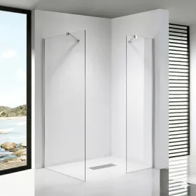   Stuxi Milano Easy Kombi Walk-in zuhanyfal, 70x70 cm, 8 mm vastag vízlepergető biztonsági üveggel, helytakarékos stabilizátorral
