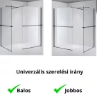 Stuxi Milano Kombi Plus 2 Black Walk-in zuhanyfal, 70x70 cm, 8 mm vastag vízlepergető biztonsági üveggel, 2 polccal és törölközőtartóval