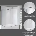 Stuxi Milano Kombi Plus 1 Black Walk-in zuhanyfal, 70x70 cm, 8 mm vastag vízlepergető biztonsági üveggel, polccal és törölközőtartóval