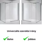 Stuxi Milano Kombi Black Walk-in zuhanyfal, 70x70 cm, 8 mm vastag vízlepergető biztonsági üveggel, 200 cm magas, matt fekete