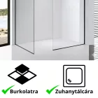 Stuxi Milano Kombi Black Walk-in zuhanyfal, 70x70 cm, 8 mm vastag vízlepergető biztonsági üveggel, 200 cm magas, matt fekete
